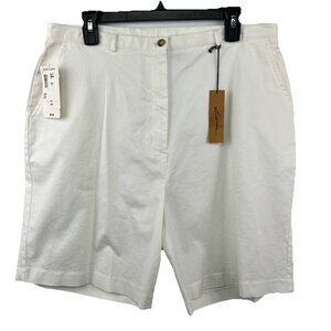Nordstrom Eware Size 14 High Waisted Bermuda Preppy Shorts White Stretch